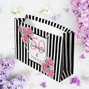 50 fantastiska blommigtar av rosa, svart vitt rand