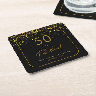 50 fantastiska födelsedag guld svart glitter underlägg papper kvadrat
