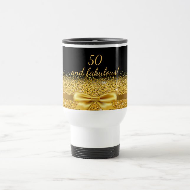 50 fantastiska födelsedag svart guld elegant namn resemugg (Center)