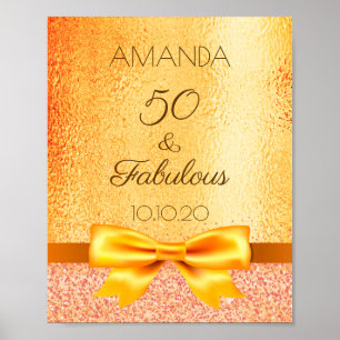 50 fantastiska födelsedagsfest guld-bog välkommen poster