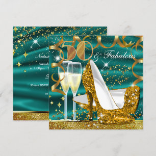 50 fantastiska glitter guld jade födelsedagsinbjud inbjudningar