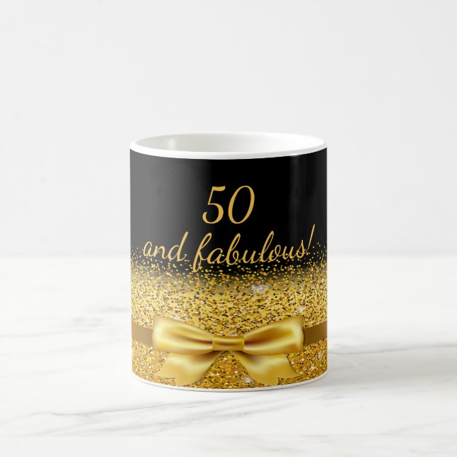 50 fantastiska gyllene Chic med gnistra på svart Kaffemugg (Center)