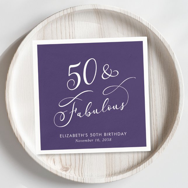 50 fantastiska lila 50-årsfest pappersservett (Skapare uppladdad)
