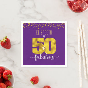50 fantastiska lila födelsedag guld dockar fet pappersservett