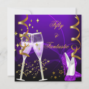 50 & Fantastiska lila guld champagne skor Inbjudningar