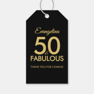 50 fantastiska moderna svarta guld tack presentetikett