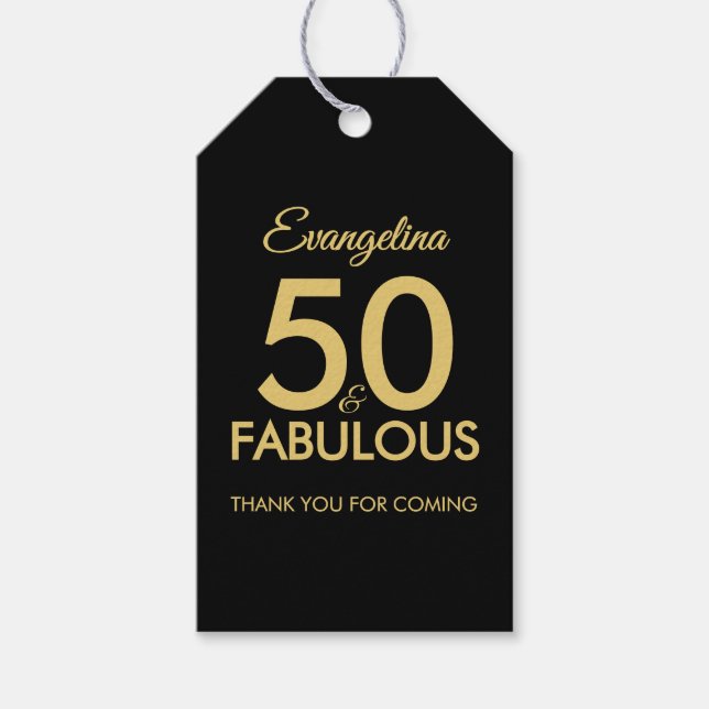 50 fantastiska moderna svarta guld tack presentetikett (Framsidan)
