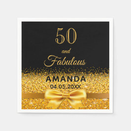 50 fantastiska svarta guld-bog på födelsedagen pappersservett