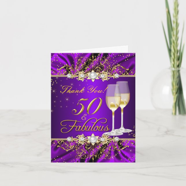 50 fantastiska tackkort Pärl Lila Guld Virvel (Framsida)