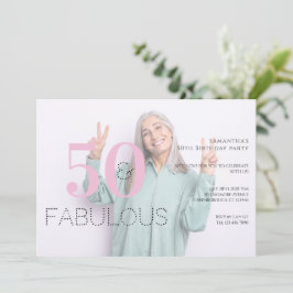50 Flexbildens moderna Rosa 50:e Födelsedagsfesten Inbjudningar