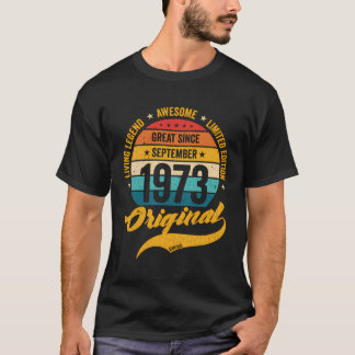 50 Födelsedagen Retro september 1973 Vintage Bday T Shirt