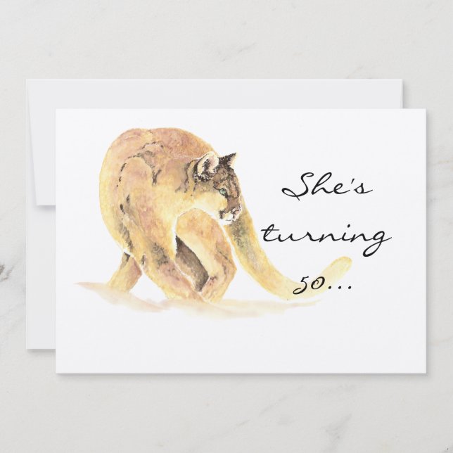 50 Födelsedagsfest Inbjudan Anpassningsbar Cougar  (Framsida)
