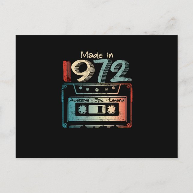 50 Födelsedagspresenter År Gammal Tillverkad 1972  Meddelande Vykort (Framsida)