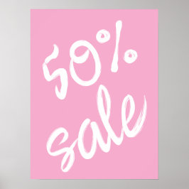 50 % försäljningsskylt, 18 x 24 Rosa Sale Poster