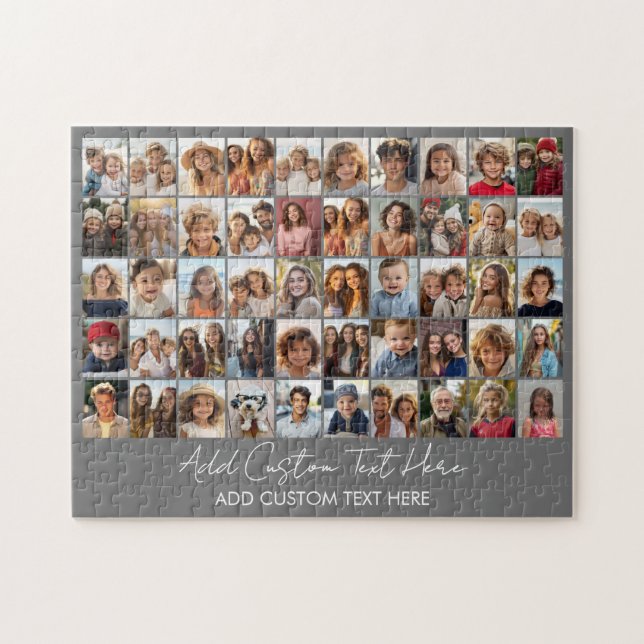 50 Fotocollage Grid - Skripttext - grå Pussel (Horisontell)