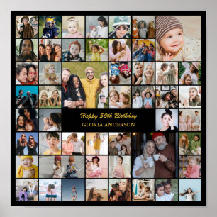 50 Fotokollage Personlig 50-årspresent Poster