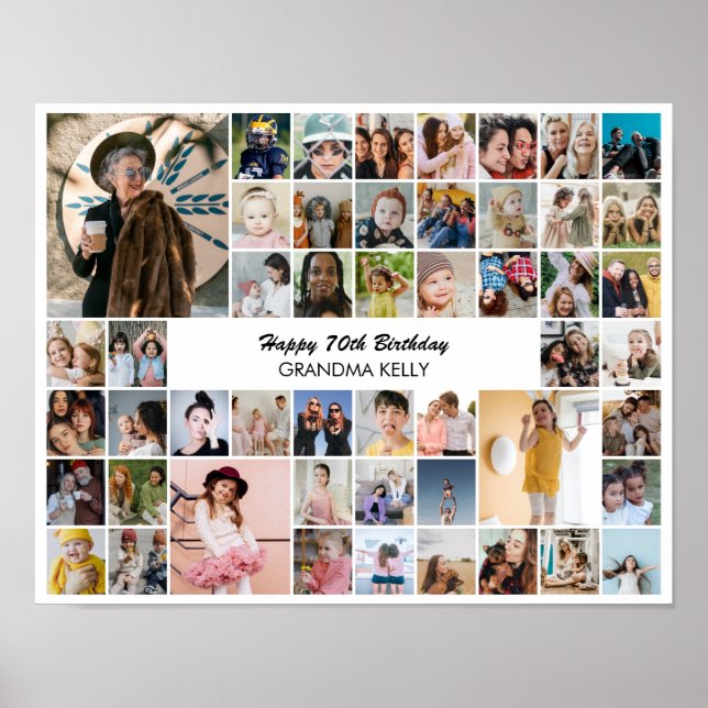 50 Fotokollage Personlig Födelsedagspresent Poster (Framsidan)