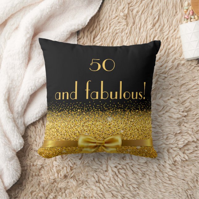 50 Frätande svart elegant av guld Kudde (Filt)