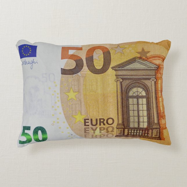 50€ Fünfzig Euro Banknnote Prydnadskudde (Framsidan)