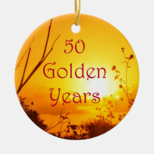 50 guld- år skräddarsy med ditt foto julgransprydnad keramik