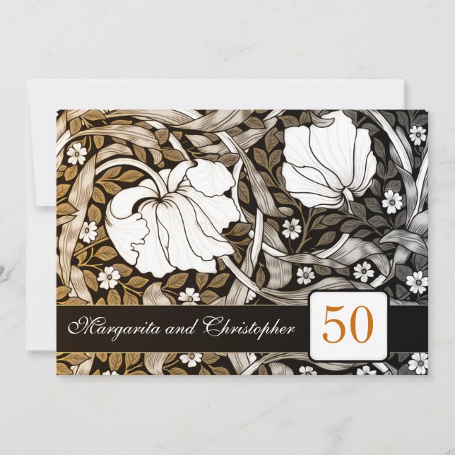 50 gyllene bröllopsdag inbjudningar (Framsida)