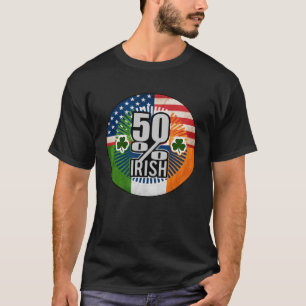 50 halv irländsk halv amerikansk Flagga Shamrock R T Shirt