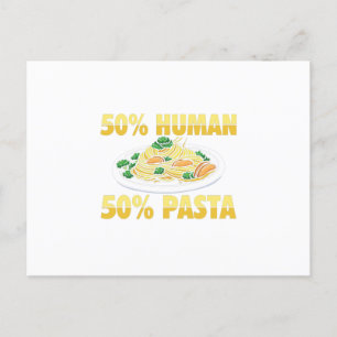50% Humant 50% Pasta Noodles Gift Idea Vykort