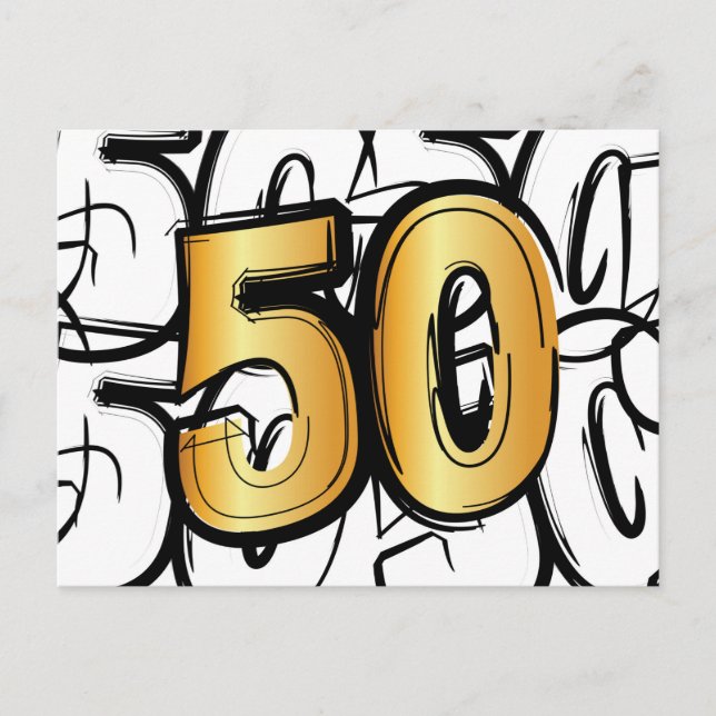 50 jaar jubileum, abraham, sarah of trouwdag. meddelande vykort (Framsida)