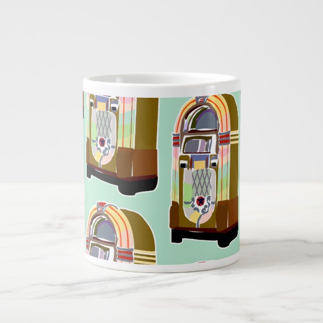 50 Jukebox Retro Mint Roligt Art Mönster  Jumbo Mugg (Framsidan)