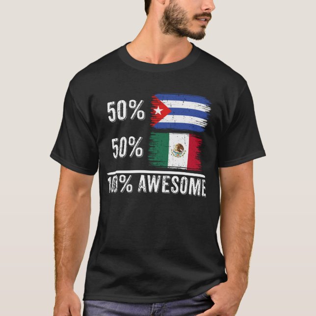 50_ Kuba 50_ Mexikos kubanska mexikanska Flagga He T Shirt (Framsida)