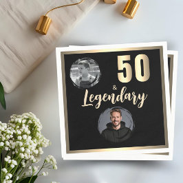 50 & Legendary 2 Foton 50:e födelsedagen Guld Pappersservett