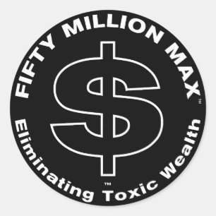 50 miljoner Max™-dollar Logotyp 3-tums fästen (6) Runt Klistermärke