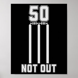 50 Not Out Cricket Tröja 50 Runs Cricket 50-årsfir Poster