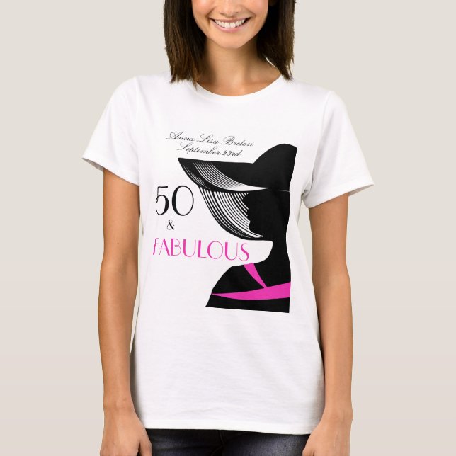 50 och 50th födelsedag för sagolik art décoelegant t-shirt (Framsida)