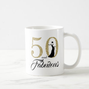 50 och 50th födelsedag för sagolikt guld- glitter kaffemugg