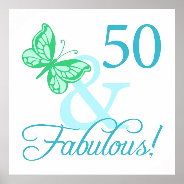 50 och blomstergåvor (Aqua) Poster (Framsidan)