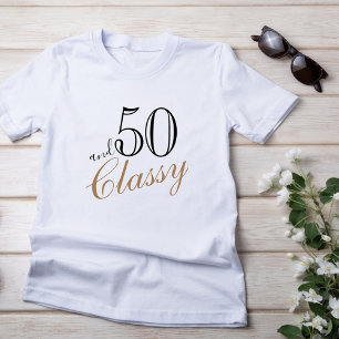 50 och Classy Elegant Black Golden Script Birthday T Shirt