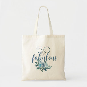 50 och Elegant med ofärgad blå Blommigt vattenfärg Tygkasse