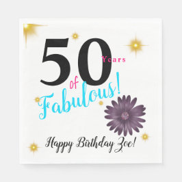 50 och Fab elegant lila daisy & guld stjärnor Pappersservett