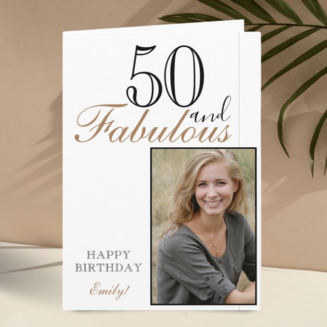 50 och Fabrikat Modern Elegant Birthday-fotokort Kort (Skapare uppladdad)