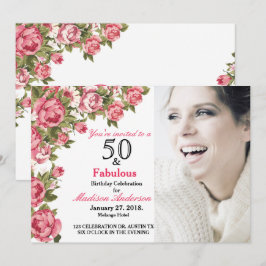 50 och Fabulös Blommigt | 50:e födelsedagsinbjudan Inbjudningar
