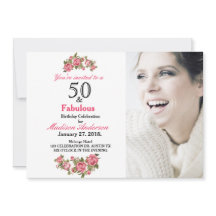 50 och Fabulös Blommigt | 50:e födelsedagsinbjudan
