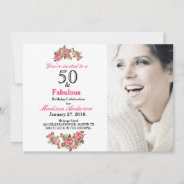 50 och Fabulös Blommigt | 50:e födelsedagsinbjudan Inbjudningar