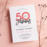 50 och Fabulös Elegant 50:e Födelsedagsfesten Inbjudningar<br><div class="desc">Vi presenterar vår 50 och Fabulous Elegant 50:e födelsedagsinbjudan! Den här inbjudan utstrålar sofistikering med sin vita bakgrund kompletterad med elegant koral och svart text som på ett vackert sätt visar frasen "50 and Fabulous" i ett snyggt. Upptäck en chic vit " 50 " mönster på baksidan. Anpassa med din...</div>