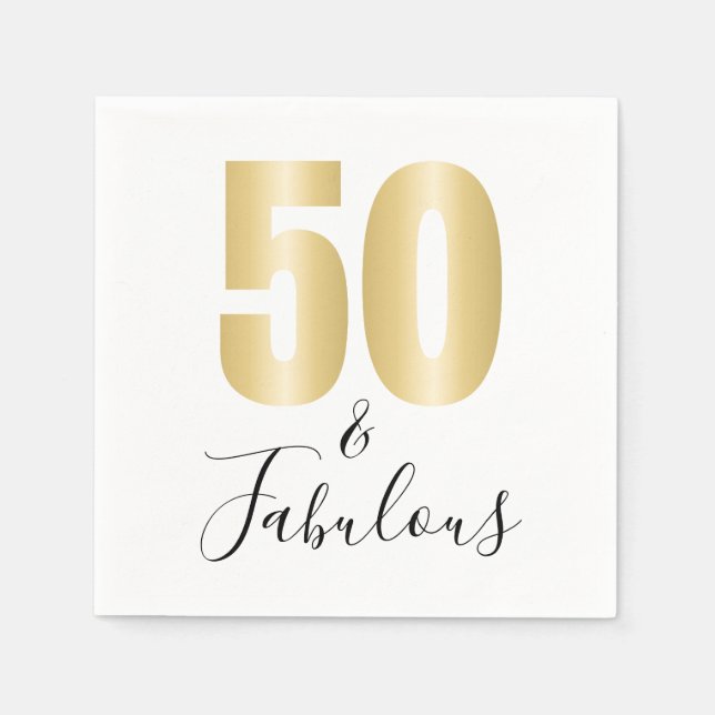50 och Fabulös Födelsedagsfest Pappersservett (Framsidan)