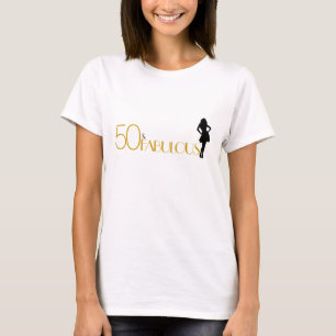 50 OCH FABULÖS IT ÄR MIN BIRTHDAY Guld Modern Roli T Shirt