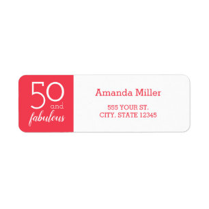 50 och Fabulös Orange och vita Adressetiketter Returadress Etikett