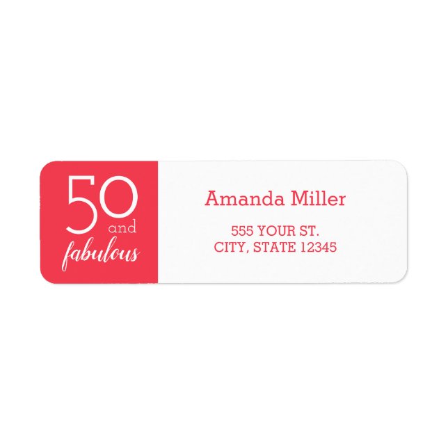 50 och Fabulös Orange och vita Adressetiketter Returadress Etikett (Framsidan)