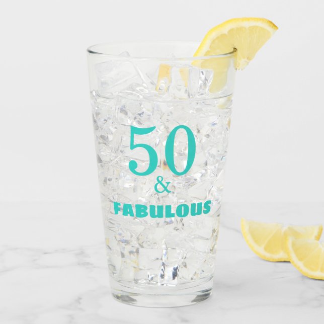 50 och Fabulös turkos Snyggt Modern Cute Glaskopp (Bakside Is)