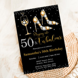50 och Fabulösa Högklackar Bubly 50:e födelsedagen Inbjudningar